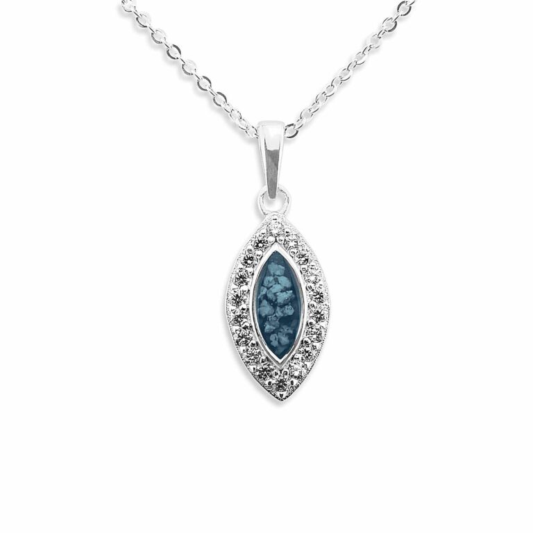Ladies Marquise Memorial Ashes Pendant with Fine Crystals