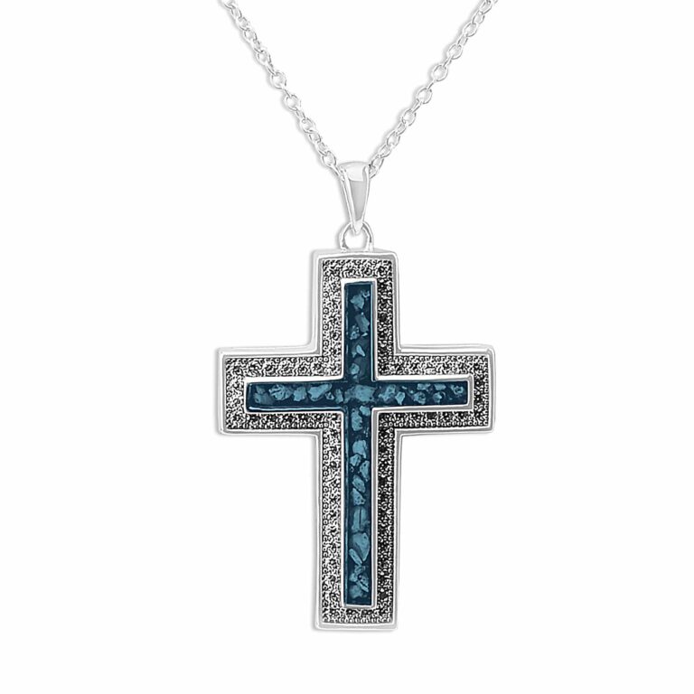 Unisex Cross Memorial Ashes Pendant with Fine Crystals